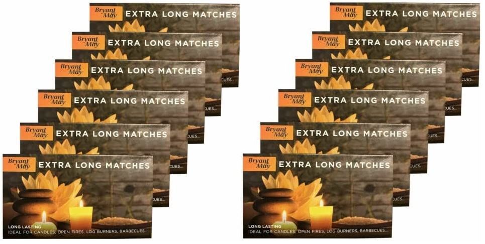 Bryant & May Extra Long Safety Matches 12/PK Home Candle Fire BBQ Log Burners