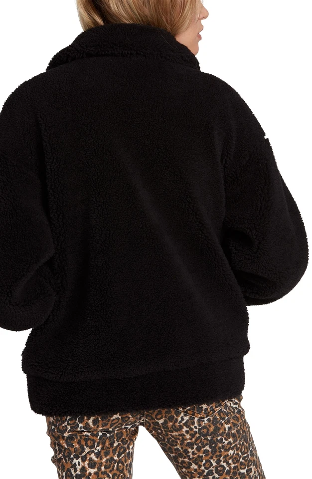 Chaqueta de bombardero Volcom 247700 para mujer de lana sintética de mar negra talla grande Foto 4 de 4