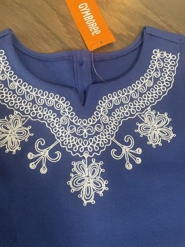 Girls Gymboree Blue Shift A Line Sleeveless Dress Embroidery Sz 10 - Picture 2 of 5