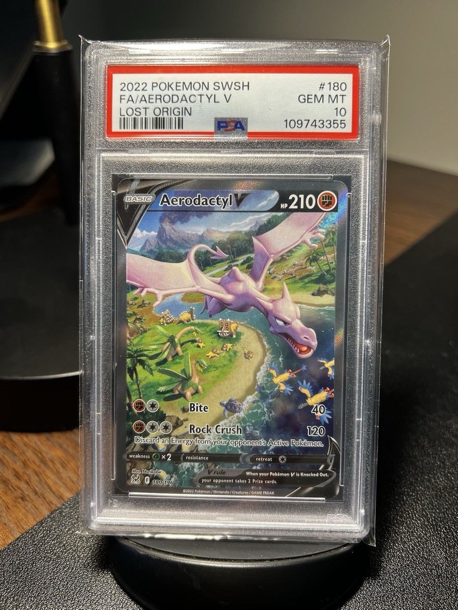 Pokémon TCG Aerodactyl V 180/196 Lost Origin Full Art Holo PSA 10
