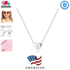 Sterling Silver Heart Initial Necklace Gifts for Girls Women - 925 Sterling S...