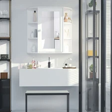 Over-the-Sink Bathroom Storage Organizer Cabinet with Mirrored Door,Shelves