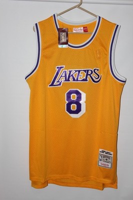 gold 1996-97 Los Angeles Lakers Kobe Bryant (8) stitched Mitchell