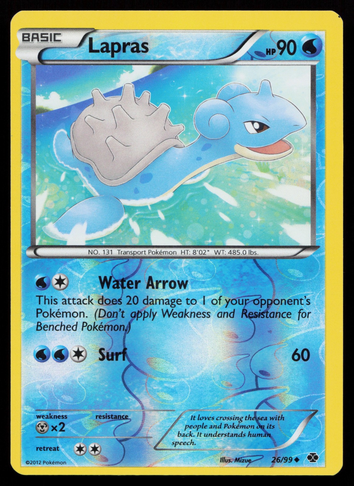 Lapras 26/99 Uncommon Next Destinies Reverse Holo Pokémon Card