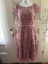 Azazie Tulle A-Line Party Dress Size A10 Dusty Rose Floral Lace NWT