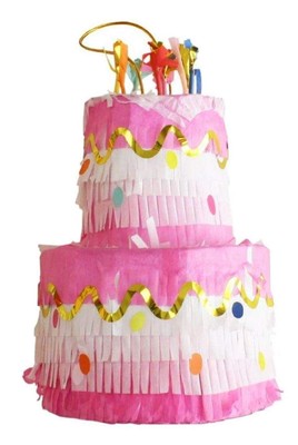 Party Decorations Paper Pinata for Birthday Party, 6-Inches, Birthday Cake