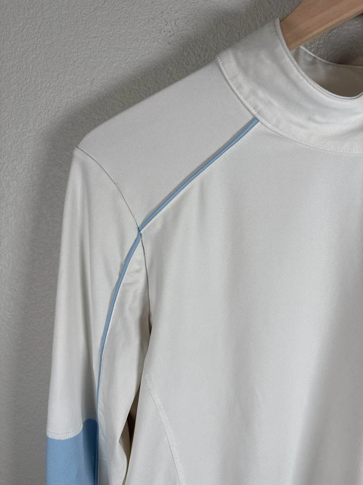 NordicTrack NT Dri Hombres L 1/4 Cremallera Pullover Chaqueta Atlética Blanco Azul Foto 4 de 4