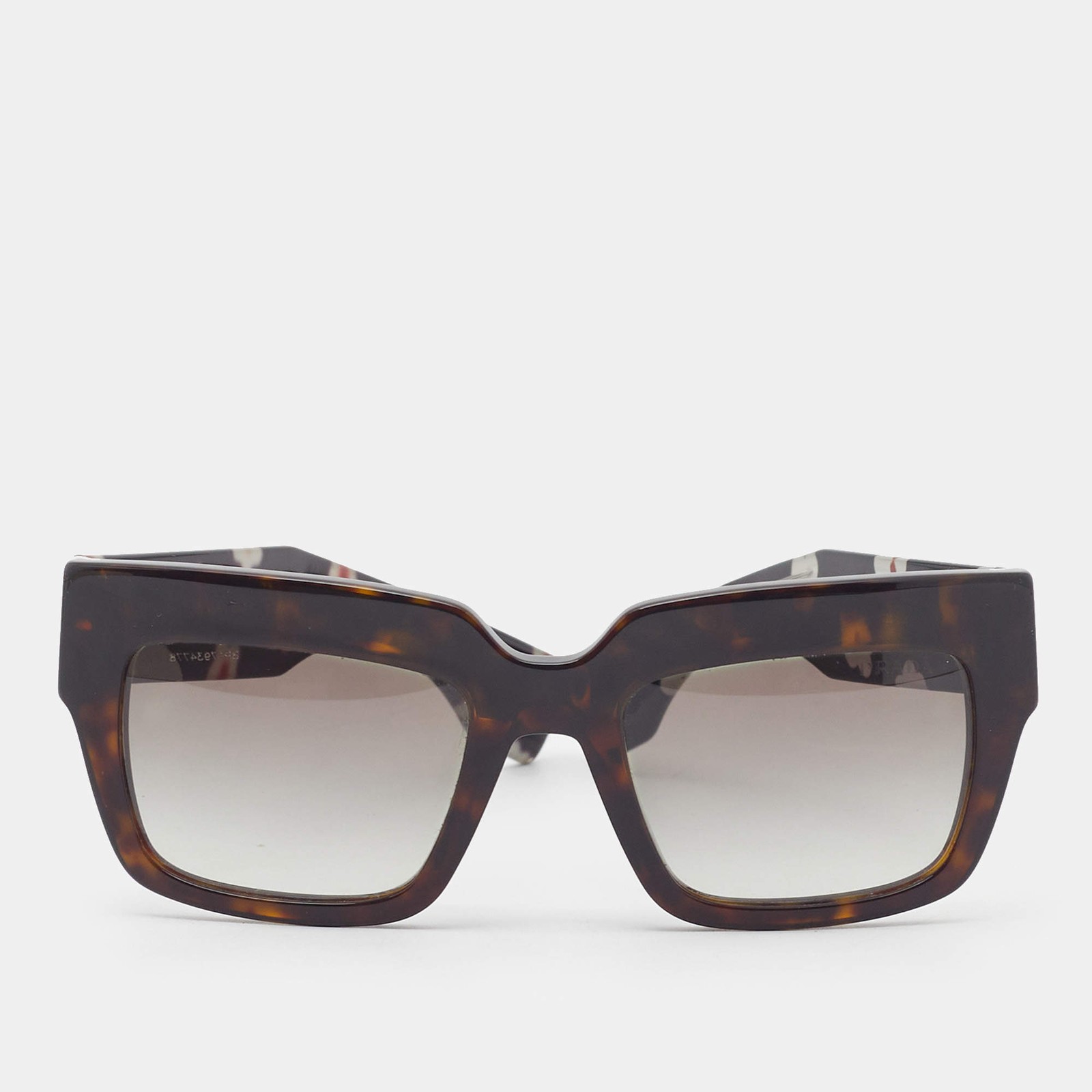Prada Tortoise Brown Gradient SPR 28P Floral Print Square Sunglasses