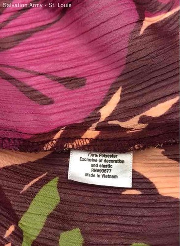 St. John's Bay Womens Cranberry Lime Green Tan Floral Blouse Top Size Large - Picture 5 of 6