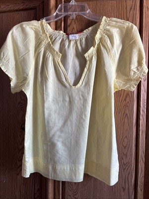 VTG EUC ESPRIT Yellow Top Blouse Lightweight Short Sleeve Size Medium