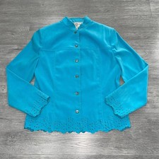 St John Sport By Marie Gray Jacket Women s P Long Sleeve Button Mandarin Collar