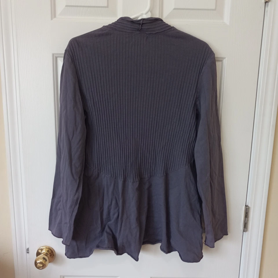 FENINI Mujer Gris Algodón Botón Chaqueta Boho Informal Minimalista Todos los Días Top M Foto 4 de 4