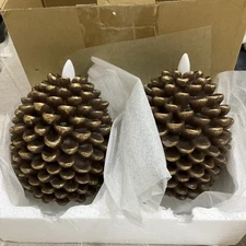 Wondise Flameless Pine Cone Candles With Timer Battery Operated Wick Real Wax
