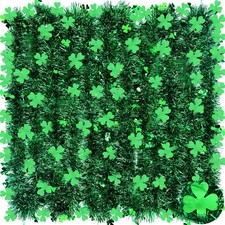 3 Pack Total 49.2 Ft St. Patrick's Day Shamrock Tinsel Garland Decor Green Clove