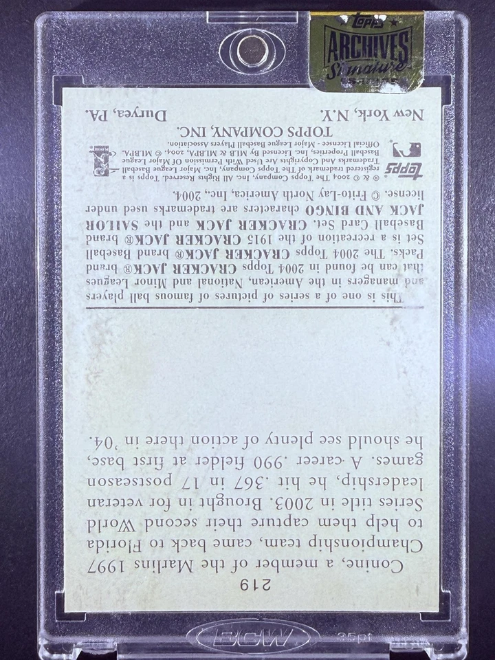 2016 Topps Archives 签名系列 Jeff Conine #/52 佛罗里达马林鱼队签名 — 第 2/2 张图片