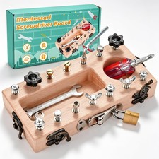Montessori Screwdriver Board Set with Lock and Key, Montessori Toys for 3 4 5...
