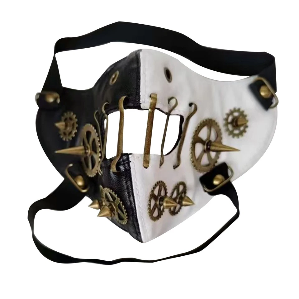 🕶️ PU Leather Steampunk Masks – Maschere Cosplay Retrò Gotica con Borchie - Immagine 3 di 4