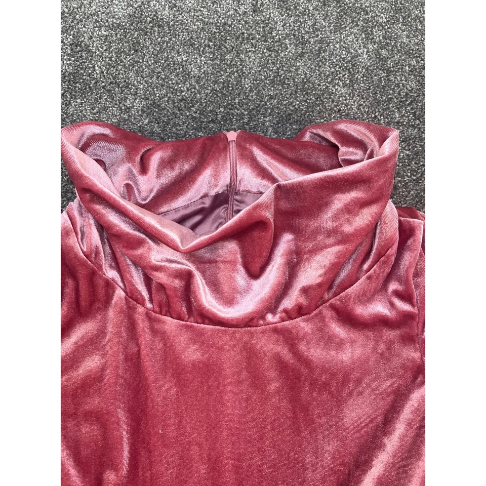 Vestido Mia Joy Niñas Rosa Terciopelo Tul En Niveles Talla 14 Capucha Cuello Manga Larga Foto 2 de 4