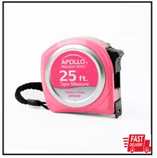 Tape Measure Measuring Pink SAE Lock Retractable Metal Belt Clip 25 Ft