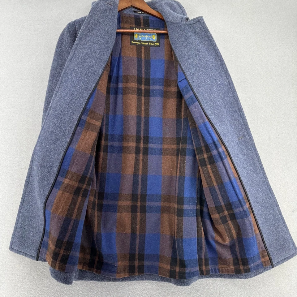 复古 Lodenfrey 羊毛帆布大衣 切换纽扣 格子内衬 奥地利制造 尺寸 L — 第 3/4 张图片