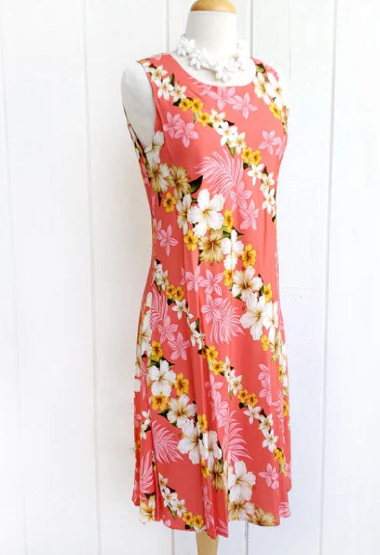 Paradise Bay Dress Hawaiian Floral Maxi Tank Orchid Tropical Coastal Pink L  | eBay