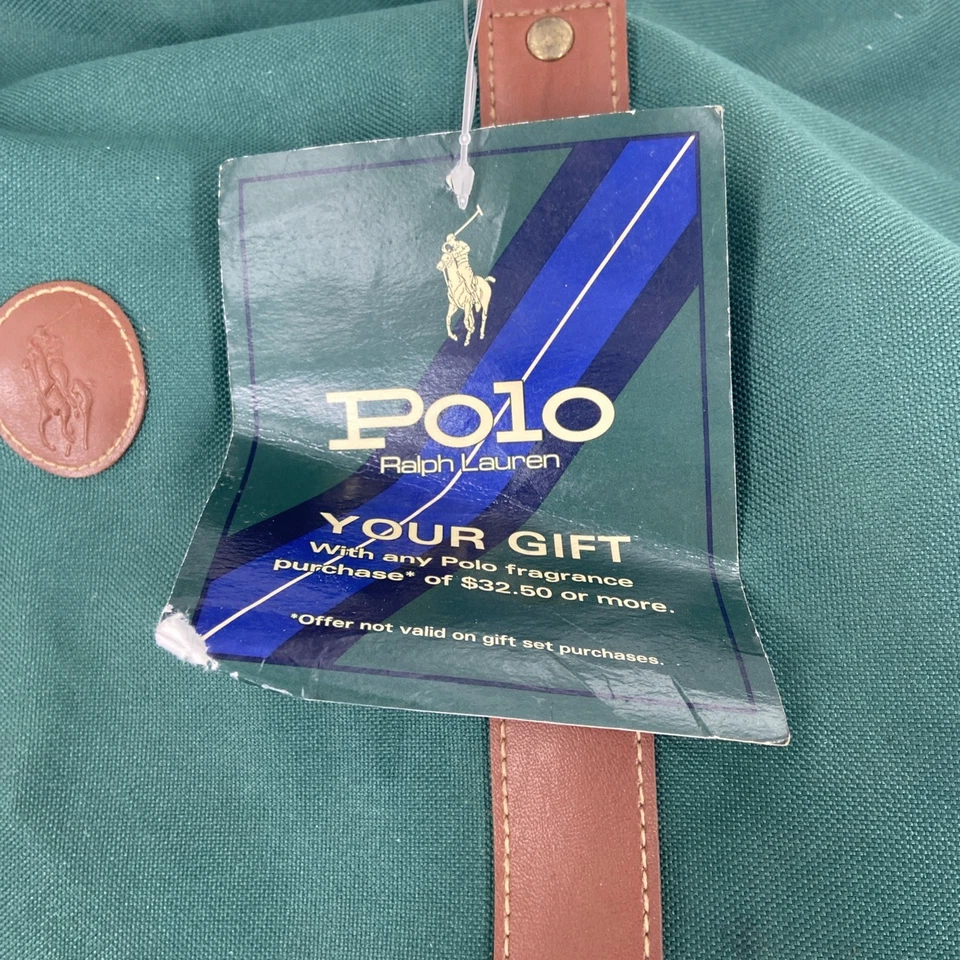 Bolso de Lona Grande Ralph Lauren Polo Vintage Lona Verde Viaje Fin de Semana Llevar Foto 4 de 4