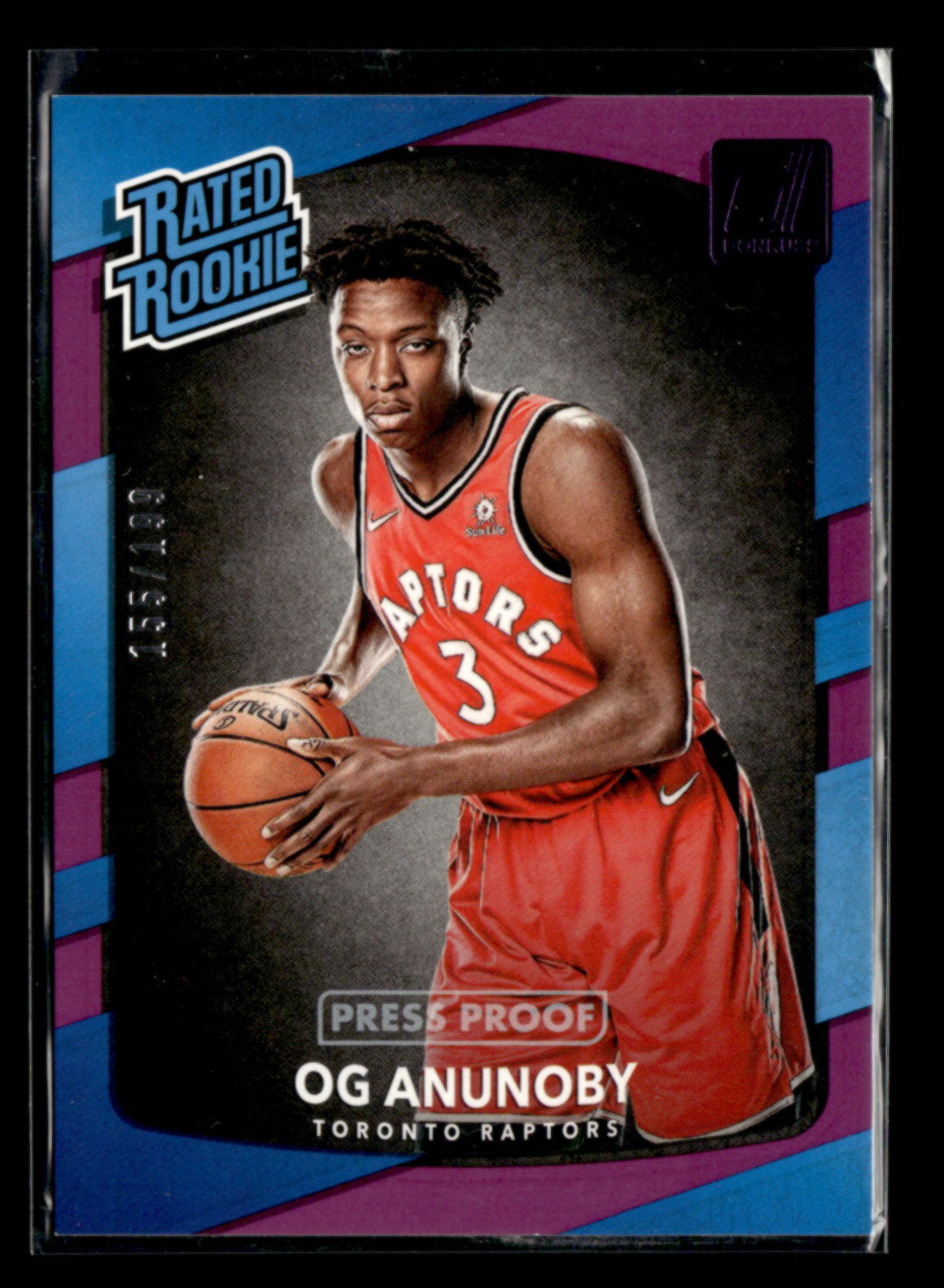 OG Anunoby 2017-18 Panini Donruss Purple Press Proof 155/199 Rated Rookie[don132