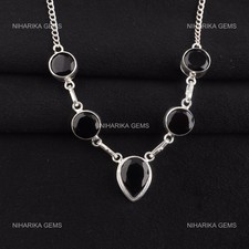 Collana Madre Trendy In Argento 925 Con Chakra Radice E Onice Nero