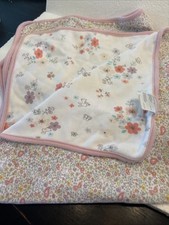 First Impressions Floral Bunny Cotton Baby Blanket 24x30 Chicks. a16