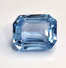 Sky Blue Aquamarine Emerald Cut Natural 14-16 Ct Certified Loose Gemstone SP1090