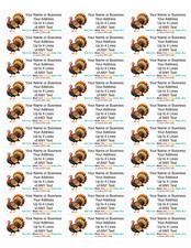 60 Personalized Thanksgiving Address Labels Turkey Design Holiday Stickers