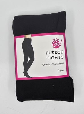 On The Go Fleece Tights Black Women Size L 3 Pack Warm Soft