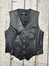 VTG Wilsons The Leather Experts Men's Black Button Up Sleeveless Vest - Sz L