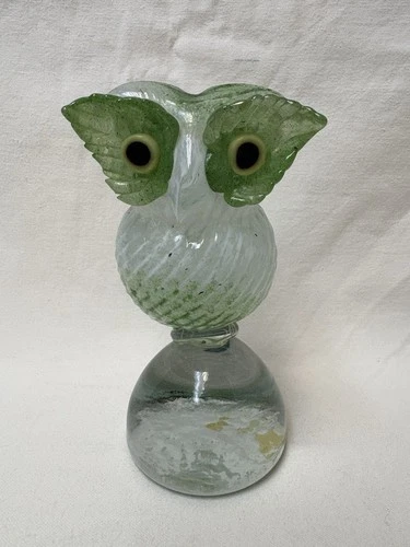 Vintage Mario Sanzogno Venezia Murano Glass Owl Bird Figurine with Tag