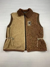 K.D. SPRING Boucle' & Fleece Zip Vest, Brown Tan Size Small