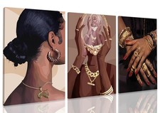 Dytila Framed Black Girl Wall Art Set of 3, Black Woman Pictures Wall Decor A...