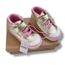 See Kai Run Belmont II Gold Shine Girls High-Top Sneakers Toddler Size 5 New 