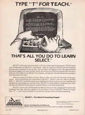 Select Information Systems 1982 Print Ad Type T Teach Word Processor