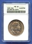 1893 ANACS MS60 Columbian Expo Commemorative Silver 50c Half Dollar Coin Soapbox