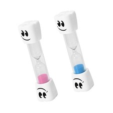 2 Minute Toothbrush Sand Timer for Kids - Set of 2 Small Blue and Pink Smiley...