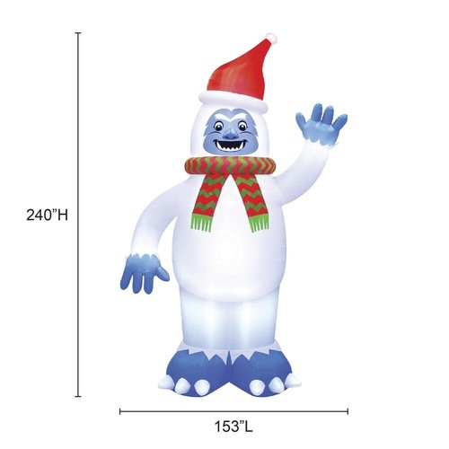 20' LED Riesen Yeti mit Weihnachtsmütze Weihnachten Aufblasbar Spaß Ferienhaus Rasen Dekor - Bild 12 von 13