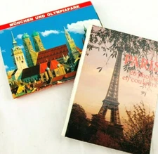 Vintage 1980s Fold out Postcard Book Munich Germany & Paris France Lot  *E