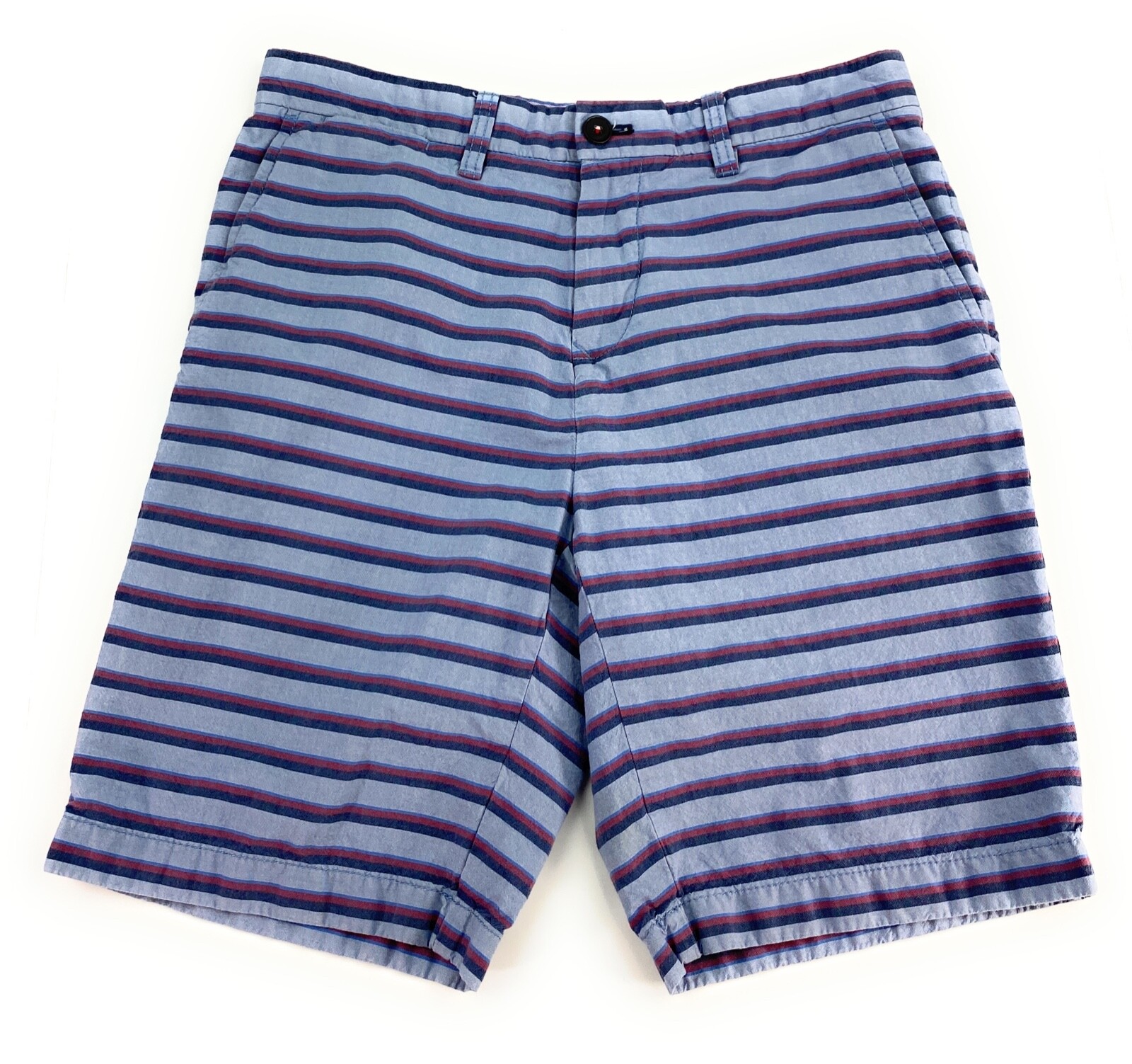 Tommy Hilfiger Men's Flat Front 100% Cotton Blue Stripe Chino Shorts 30 thumbnail 6