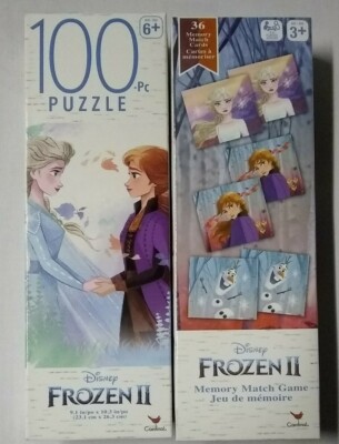 NEW Disney Frozen II Anna & Elsa- 100 Piece Puzzle and 36 Memory Match ...