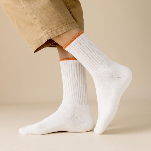 5 Paar Herren Sport Baumwollsocken Set warm einfarbig Streifen Freizeit Crew Socken - Bild 2 von 12