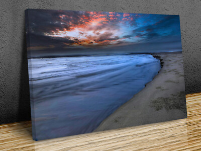 Sunset on the beach mounted canvas print ready to hang