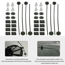 2 PCS Radiator Fan Mount Straps Kit with Zip Ties, Mounting Tabs and Springs