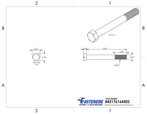 1/2-13 x 4-1/2" Hex Bolts Cap Screws Stainless Steel Partial Thread Qty 10 - Picture 2 of 7