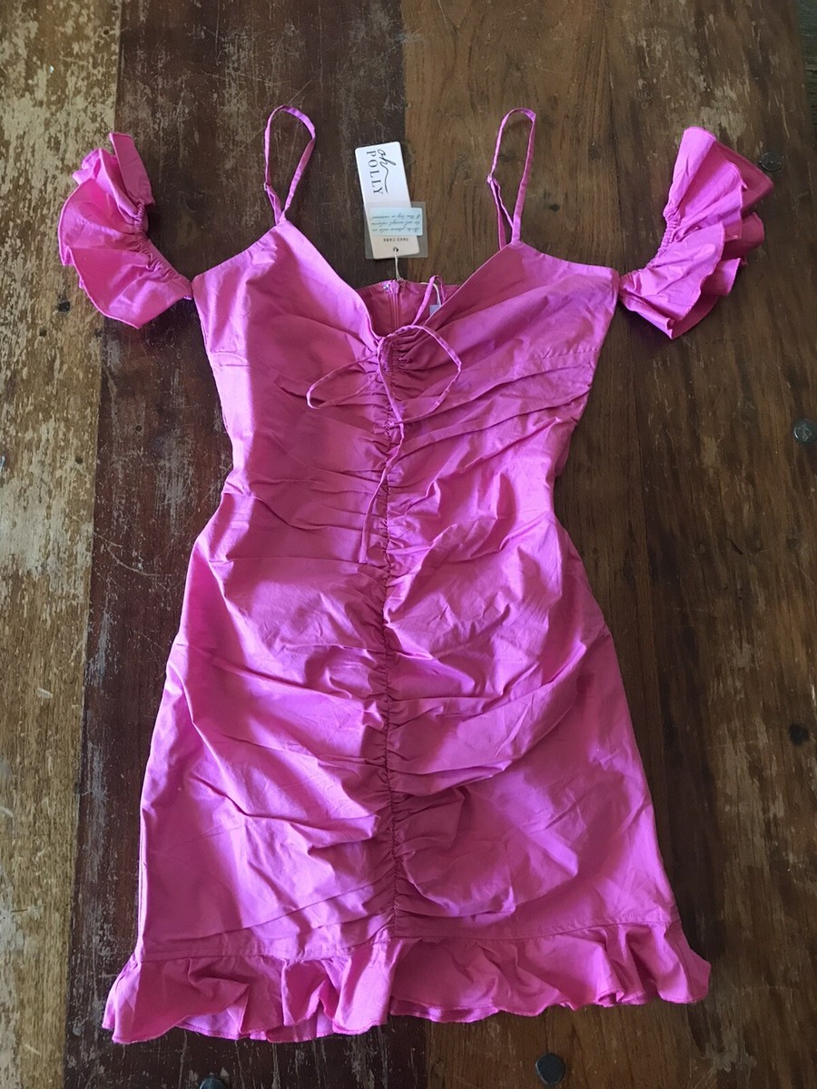 oh polly ruched pink dress Anasia Light Pink Ruched Midi Dress by Oh Polly