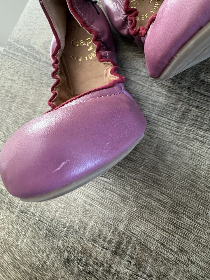 Nuevo GAP Zapatos Planos de Ballet de Cuero Scrunch Tacón Morera Cremallera Para Mujer Talla 6 Foto 2 de 4